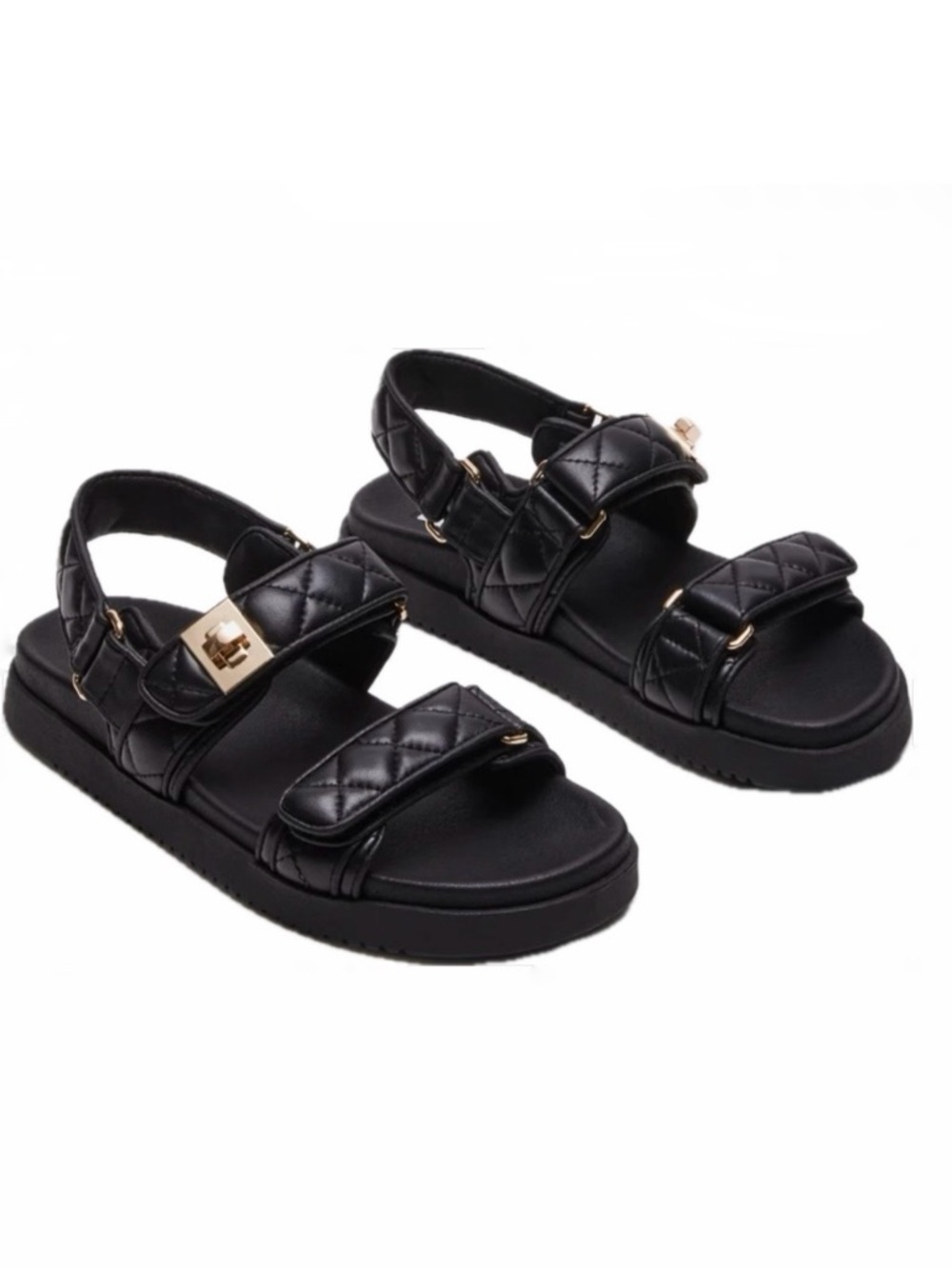 Steve Madden Black Quilted Strap Sandals